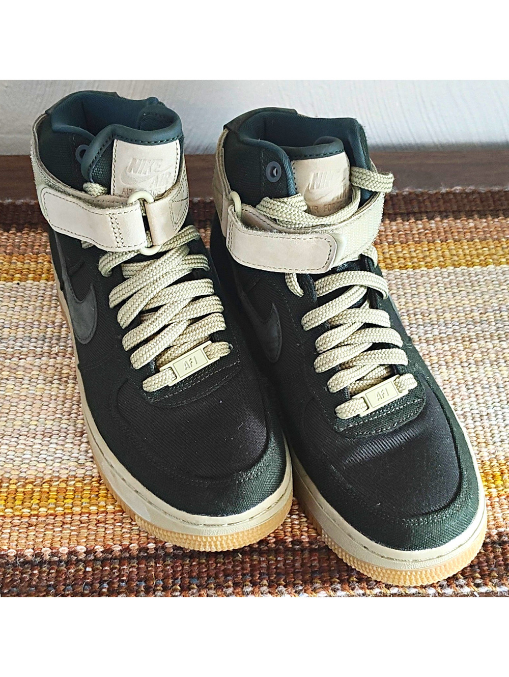Nike Air Force 1 Mid Top Men's Sneakers Green Beige Lace Up Hook & Loop 6.5
